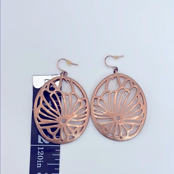 Fossil Rose Gold Filigree Earrings - Picture 7 of 7